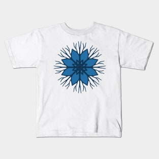 Flower Roots Wreath (Blue) Kids T-Shirt